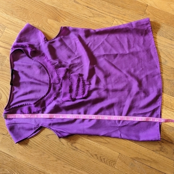 The Limited Medium Purple Cap Sleeve Blouse w/ Frayed Edge Ruffles - Picture 9 of 10